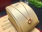Perfect Replica Cartier Rose Gold Double Diamond Ring Necklace